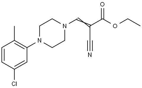 Ethyl 3-(4-(5-chloro-2-methylphenyl)piperazinyl)-2-cyanoprop-2-enoate 结构式