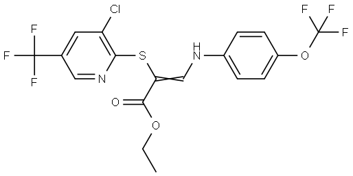 Ethyl 2-([3-chloro-5-(trifluoromethyl)-2-pyridinyl]sulfanyl)-3-[4-(trifluoromethoxy)anilino]acrylate 结构式