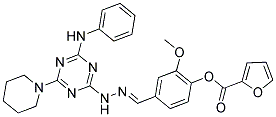 (E)-2-METHOXY-4-((2-(4-(PHENYLAMINO)-6-(PIPERIDIN-1-YL)-1,3,5-TRIAZIN-2-YL)HYDRAZONO)METHYL)PHENYL FURAN-2-CARBOXYLATE 结构式