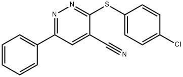 3-[(4-Chlorophenyl)sulfanyl]-6-phenyl-4-pyridazinecarbonitrile 结构式
