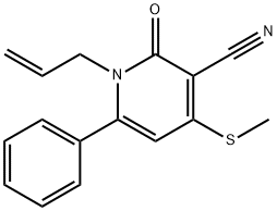 1-ALLYL-4-(METHYLSULFANYL)-2-OXO-6-PHENYL-1,2-DIHYDRO-3-PYRIDINECARBONITRILE 结构式