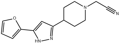 2-(4-[5-(2-FURYL)-1H-PYRAZOL-3-YL]PIPERIDINO)ACETONITRILE 结构式