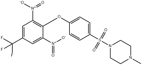 1-((4-[2,6-DINITRO-4-(TRIFLUOROMETHYL)PHENOXY]PHENYL)SULFONYL)-4-METHYLPIPERAZINE 结构式