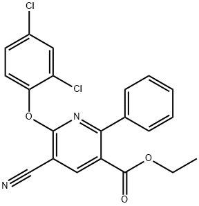 Ethyl 5-cyano-6-(2,4-dichlorophenoxy)-2-phenylnicotinate 结构式