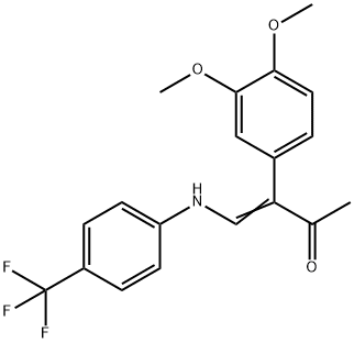 3-(3,4-Dimethoxyphenyl)-4-[4-(trifluoromethyl)anilino]-3-buten-2-one 结构式