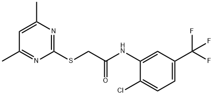 N-[2-CHLORO-5-(TRIFLUOROMETHYL)PHENYL]-2-[(4,6-DIMETHYL-2-PYRIMIDINYL)SULFANYL]ACETAMIDE 结构式