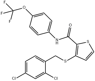 3-[(2,4-DICHLOROBENZYL)SULFANYL]-N-[4-(TRIFLUOROMETHOXY)PHENYL]-2-THIOPHENECARBOXAMIDE 结构式