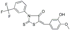 (5E)-5-(3-HYDROXY-4-METHOXYBENZYLIDENE)-2-THIOXO-3-[3-(TRIFLUOROMETHYL)PHENYL]-1,3-THIAZOLIDIN-4-ONE 结构式