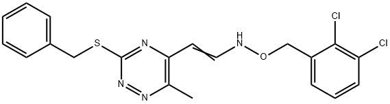 3-(BENZYLSULFANYL)-5-(2-([(2,3-DICHLOROBENZYL)OXY]AMINO)VINYL)-6-METHYL-1,2,4-TRIAZINE 结构式