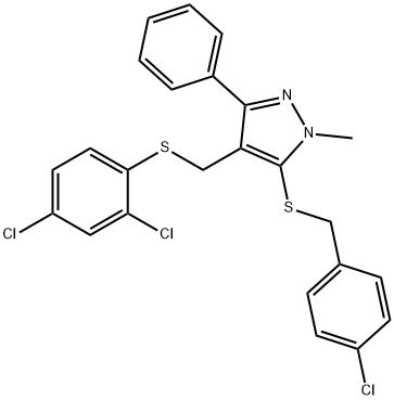 4-CHLOROBENZYL 4-([(2,4-DICHLOROPHENYL)SULFANYL]METHYL)-1-METHYL-3-PHENYL-1H-PYRAZOL-5-YL SULFIDE 结构式