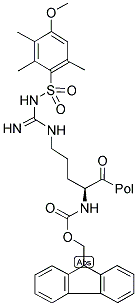 聚合物键合型 NΑ-FMOC-NΩ-(4-甲氧基-2,3,6-三甲基苯磺酰基)-L-精氨酸 4-苄氧基苄酯 结构式