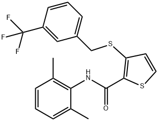 N-(2,6-DIMETHYLPHENYL)-3-([3-(TRIFLUOROMETHYL)BENZYL]SULFANYL)-2-THIOPHENECARBOXAMIDE 结构式