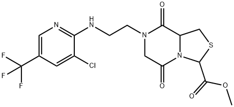 METHYL 7-(2-([3-CHLORO-5-(TRIFLUOROMETHYL)-2-PYRIDINYL]AMINO)ETHYL)-5,8-DIOXOHEXAHYDRO[1,3]THIAZOLO[3,4-A]PYRAZINE-3-CARBOXYLATE 结构式