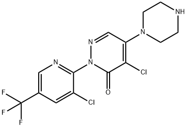 4-CHLORO-2-[3-CHLORO-5-(TRIFLUOROMETHYL)-2-PYRIDINYL]-5-PIPERAZINO-3(2H)-PYRIDAZINONE 结构式