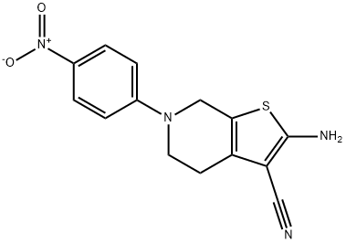 2-AMINO-6-(4-NITROPHENYL)-4,5,6,7-TETRAHYDROTHIENO[2,3-C]PYRIDINE-3-CARBONITRILE 结构式