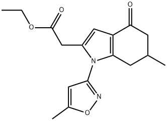 Ethyl 2-(6-methyl-1-(5-methylisoxazol-3-yl)-4-oxo-5,6,7-trihydroindol-2-yl)acetate 结构式