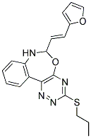 6-[(E)-2-(2-FURYL)VINYL]-3-(PROPYLTHIO)-6,7-DIHYDRO[1,2,4]TRIAZINO[5,6-D][3,1]BENZOXAZEPINE 结构式