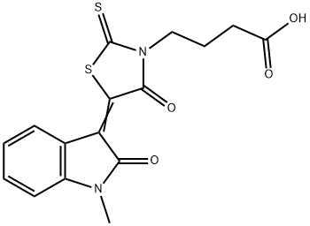 4-(5-(1-METHYL-2-OXOINDOLIN-3-YLIDENE)-4-OXO-2-THIOXOTHIAZOLIDIN-3-YL)BUTANOIC ACID 结构式