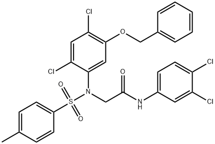 2-(5-(Benzyloxy)-2,4-dichloro[(4-methylphenyl)sulfonyl]anilino)-N-(3,4-dichlorophenyl)acetamide 结构式