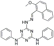 (E)-6-(2-((2-METHOXYNAPHTHALEN-1-YL)METHYLENE)HYDRAZINYL)-N2,N4-DIPHENYL-1,3,5-TRIAZINE-2,4-DIAMINE 结构式