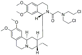 2-[DI(2-CHLOROETHYL)AMINO]-1-(1-[(3-ETHYL-9,10-DIMETHOXY-1,3,4,6,7,11B-HEXA HYDRO-2H-PYRIDO[2,1-A]ISOQUINOLIN-2-YL)METHYL]-6,7-DIMETHOXY-1,2,3,4-TETRAH YDROISOQUINOLIN-2-YL)ETHAN-1-ONE 结构式