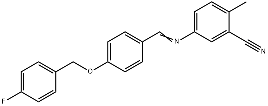 5-[((4-[(4-FLUOROBENZYL)OXY]PHENYL)METHYLENE)AMINO]-2-METHYLBENZENECARBONITRILE 结构式