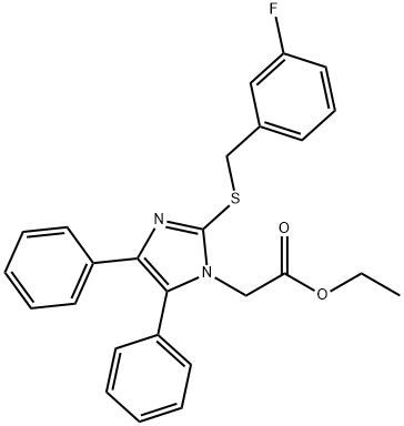 Ethyl 2-(2-[(3-fluorobenzyl)sulfanyl]-4,5-diphenyl-1H-imidazol-1-yl)acetate 结构式
