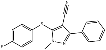 5-[(4-Fluorophenyl)sulfanyl]-1-methyl-3-phenyl-1H-pyrazole-4-carbonitrile 结构式