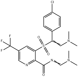 3-([1-(4-CHLOROPHENYL)-2-(DIMETHYLAMINO)VINYL]SULFONYL)-N-[(DIMETHYLAMINO)METHYLENE]-5-(TRIFLUOROMETHYL)-2-PYRIDINECARBOXAMIDE 结构式