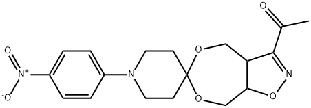 3-ACETYL-4,5-BIS(HYDROXYMETHYL)-4,5-DIHYDROISOXAZOLE-N-(4-NITOPHENYL)PIPERID-4-ONE ACETAL 结构式