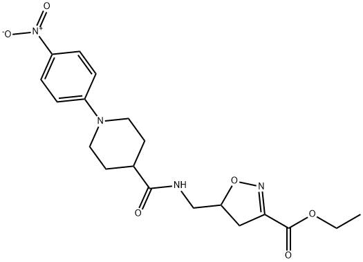 ETHYL 5-[(([1-(4-NITROPHENYL)-4-PIPERIDINYL]CARBONYL)AMINO)METHYL]-4,5-DIHYDRO-3-ISOXAZOLECARBOXYLATE 结构式