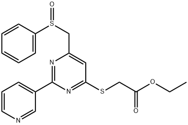 ETHYL 2-([6-[(PHENYLSULFINYL)METHYL]-2-(3-PYRIDINYL)-4-PYRIMIDINYL]SULFANYL)ACETATE 结构式