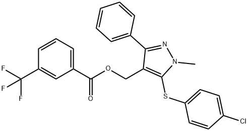 (5-[(4-CHLOROPHENYL)SULFANYL]-1-METHYL-3-PHENYL-1H-PYRAZOL-4-YL)METHYL 3-(TRIFLUOROMETHYL)BENZENECARBOXYLATE 结构式