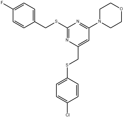 4-(6-([(4-CHLOROPHENYL)SULFANYL]METHYL)-2-[(4-FLUOROBENZYL)SULFANYL]-4-PYRIMIDINYL)MORPHOLINE 结构式