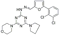 (E)-4-(4-(2-((5-(2,3-DICHLOROPHENYL)FURAN-2-YL)METHYLENE)HYDRAZINYL)-6-(PYRROLIDIN-1-YL)-1,3,5-TRIAZIN-2-YL)MORPHOLINE 结构式