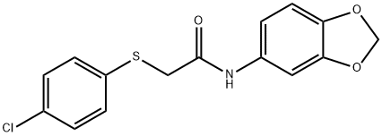 N-(1,3-BENZODIOXOL-5-YL)-2-[(4-CHLOROPHENYL)SULFANYL]ACETAMIDE 结构式