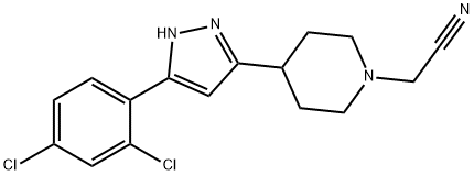 2-(4-[5-(2,4-DICHLOROPHENYL)-1H-PYRAZOL-3-YL]PIPERIDINO)ACETONITRILE 结构式