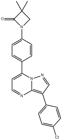 1-(4-[3-(4-CHLOROPHENYL)PYRAZOLO[1,5-A]PYRIMIDIN-7-YL]PHENYL)-3,3-DIMETHYL-2-AZETANONE 结构式