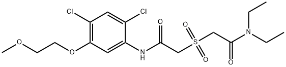 2-((2-[2,4-DICHLORO-5-(2-METHOXYETHOXY)ANILINO]-2-OXOETHYL)SULFONYL)-N,N-DIETHYLACETAMIDE 结构式