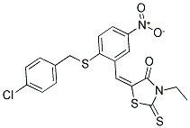 5-((2-[(4-CHLOROBENZYL)SULFANYL]-5-NITROPHENYL)METHYLENE)-3-ETHYL-2-THIOXO-1,3-THIAZOLAN-4-ONE 结构式
