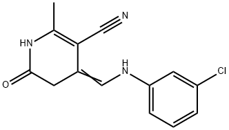 4-[(3-CHLOROANILINO)METHYLENE]-2-METHYL-6-OXO-1,4,5,6-TETRAHYDRO-3-PYRIDINECARBONITRILE 结构式