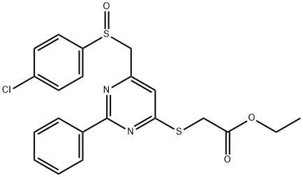 ETHYL 2-[(6-([(4-CHLOROPHENYL)SULFINYL]METHYL)-2-PHENYL-4-PYRIMIDINYL)SULFANYL]ACETATE 结构式