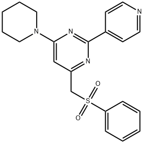 4-[(PHENYLSULFONYL)METHYL]-6-PIPERIDINO-2-(4-PYRIDINYL)PYRIMIDINE 结构式