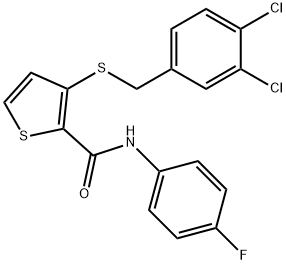 3-[(3,4-DICHLOROBENZYL)SULFANYL]-N-(4-FLUOROPHENYL)-2-THIOPHENECARBOXAMIDE 结构式