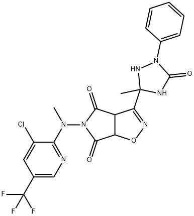 5-[[3-CHLORO-5-(TRIFLUOROMETHYL)-2-PYRIDINYL](METHYL)AMINO]-3-(3-METHYL-5-OXO-1-PHENYL-1,2,4-TRIAZOLAN-3-YL)-3AH-PYRROLO[3,4-D]ISOXAZOLE-4,6(5H,6AH)-DIONE 结构式