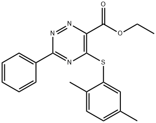 Ethyl 5-[(2,5-dimethylphenyl)sulfanyl]-3-phenyl-1,2,4-triazine-6-carboxylate 结构式