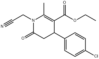 ETHYL 4-(4-CHLOROPHENYL)-1-(CYANOMETHYL)-2-METHYL-6-OXO-1,4,5,6-TETRAHYDRO-3-PYRIDINECARBOXYLATE 结构式