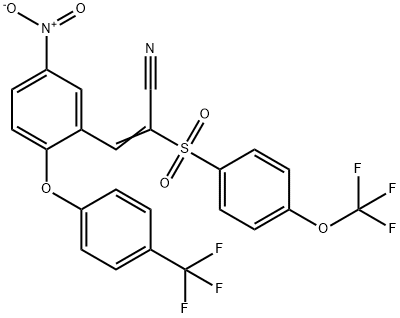 3-(5-NITRO-2-(4-(TRIFLUOROMETHYL)PHENOXY)PHENYL)-2-((4-(TRIFLUOROMETHOXY)PHENYL)SULFONYL)PROP-2-ENENITRILE 结构式