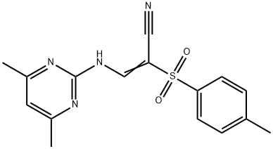 3-((4,6-DIMETHYLPYRIMIDIN-2-YL)AMINO)-2-((4-METHYLPHENYL)SULFONYL)PROP-2-ENENITRILE 结构式