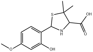 2-(2-Hydroxy-4-methoxyphenyl)-5,5-dimethyl-1,3-thiazolidine-4-carboxylic acid 结构式